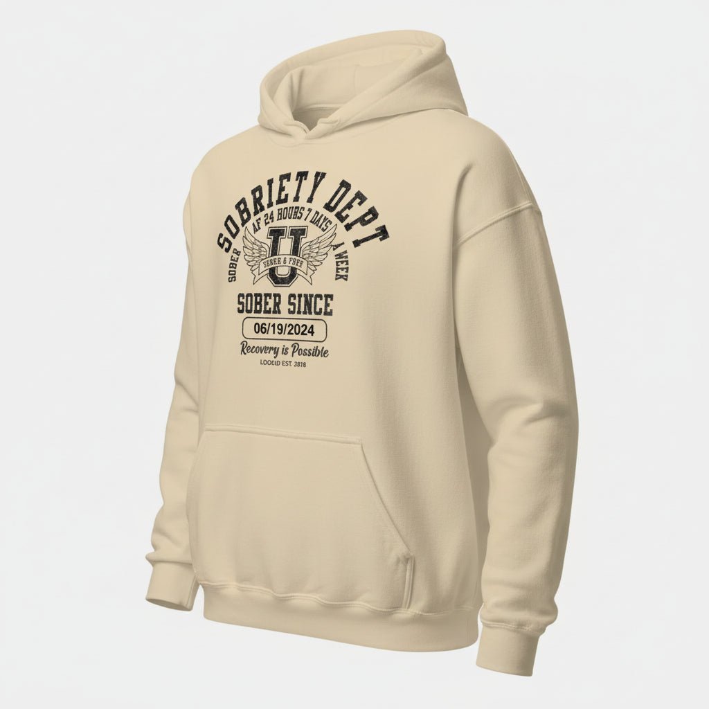Recovery Hoodie | Sobriety Dept Hoodie with Custom Sobriety Date
