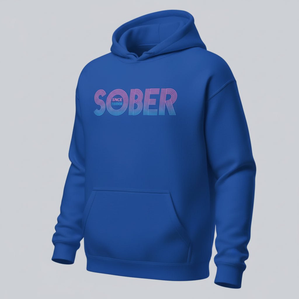 Recovery Hoodie | Retro Sobriety Date Hoodie with Personalized Date