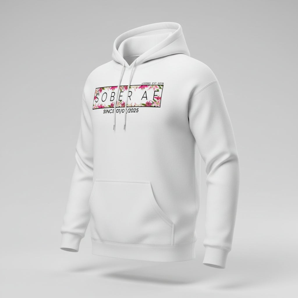 Recovery Hoodie | Women’s Sober AF Hoodie with Custom Date