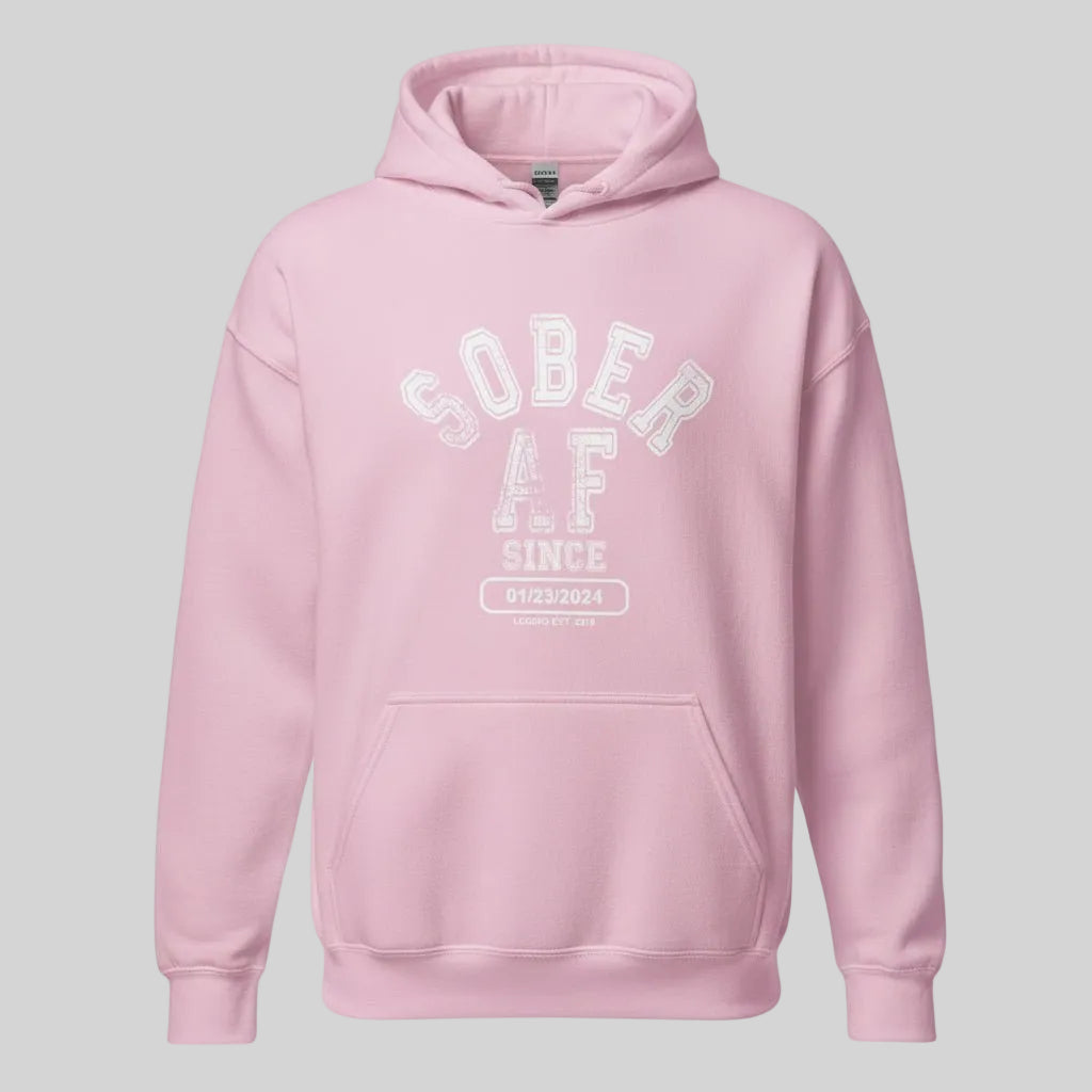 Recovery Hoodie | Sober AF Since Unisex Hoodie with Custom Sobriety Date