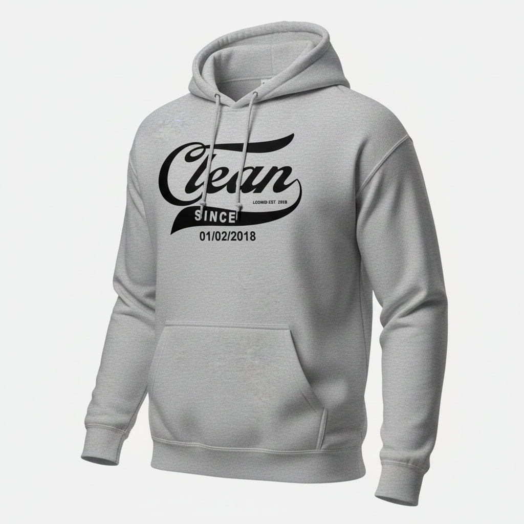 Clean Since Hoodie with Date Recovery Hoodie lifestyle view (view 45)