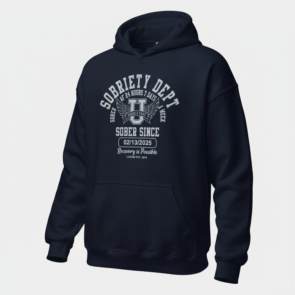 Recovery Hoodie | Sobriety Dept with Custom Sobriety Date