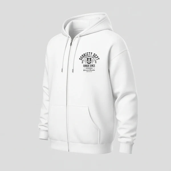 Sobriety Dept Zip Recovery Hoodie back view (view 37)