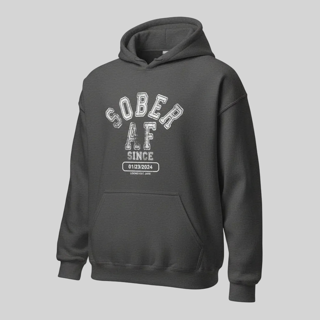Recovery Hoodie | Sober AF Since Unisex Hoodie with Custom Sobriety Date