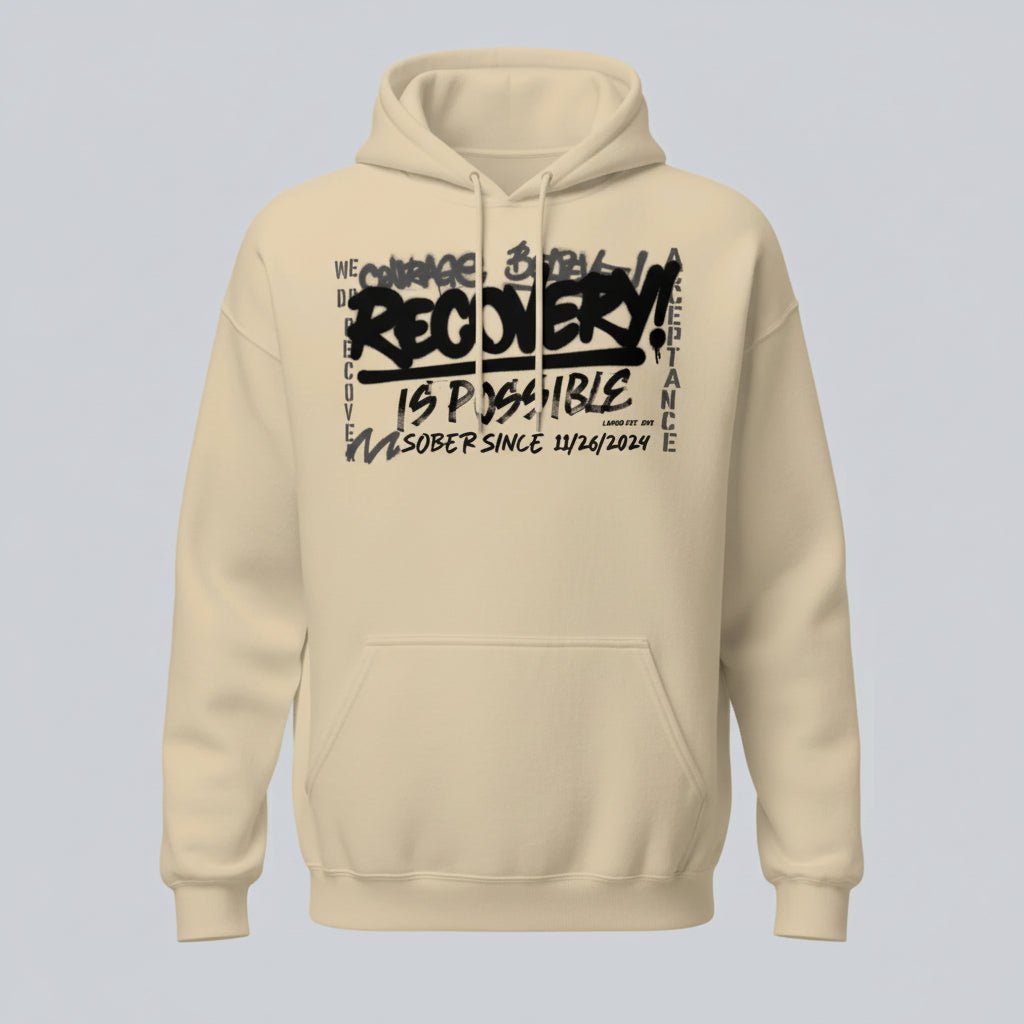 Recovery Hoodie | Men’s Recovery Is Possible Hoodie with Date