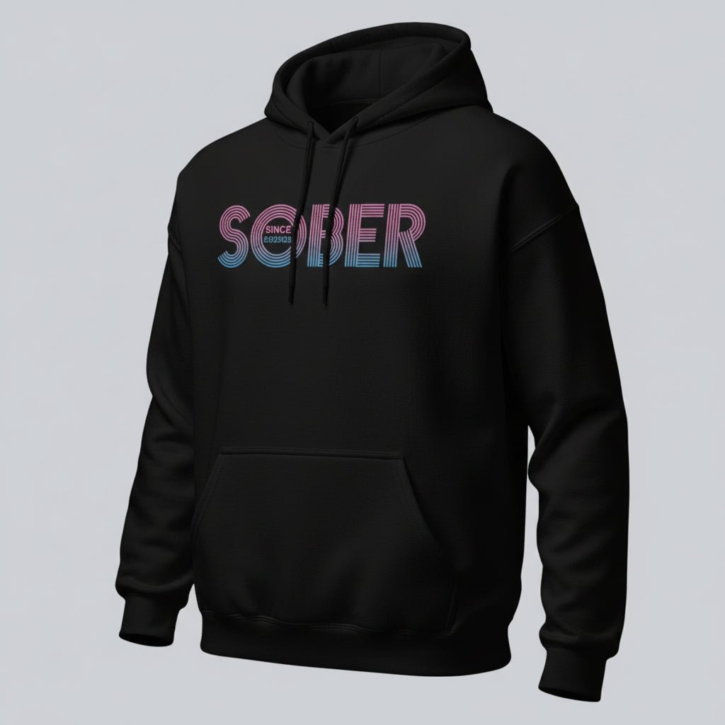 Recovery Hoodie | Retro Sobriety Date Hoodie with Personalized Date