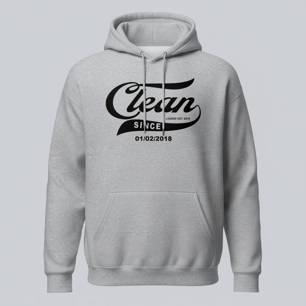 Recovery Hoodie | Men's Clean Since Hoodie with Custom Sobriety Date