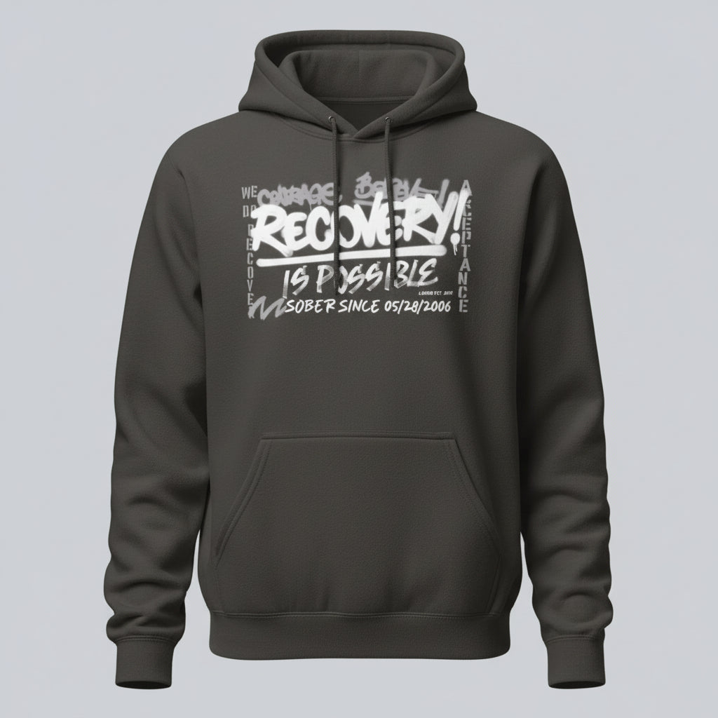 Recovery Hoodie | Men’s Recovery Is Possible Hoodie with Date