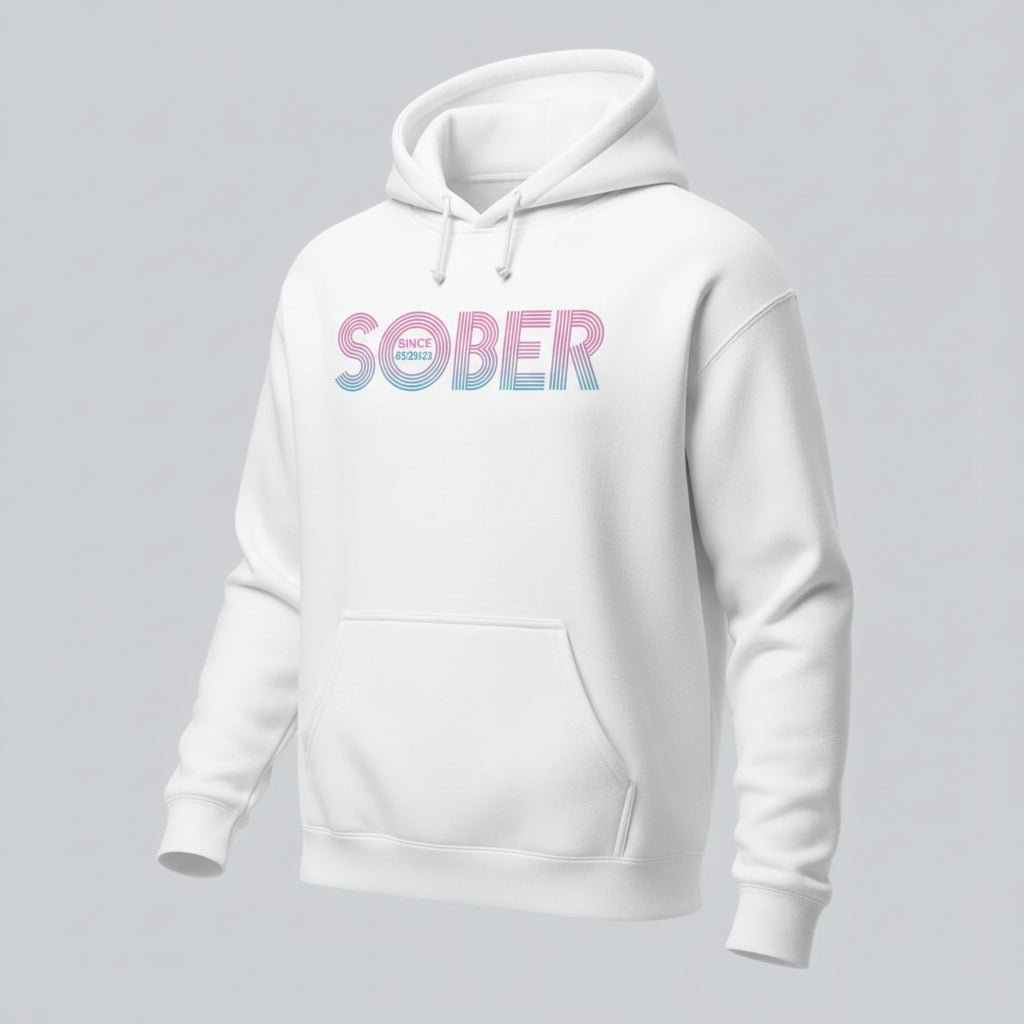 Recovery Hoodie | Retro Sobriety Date Hoodie with Personalized Date