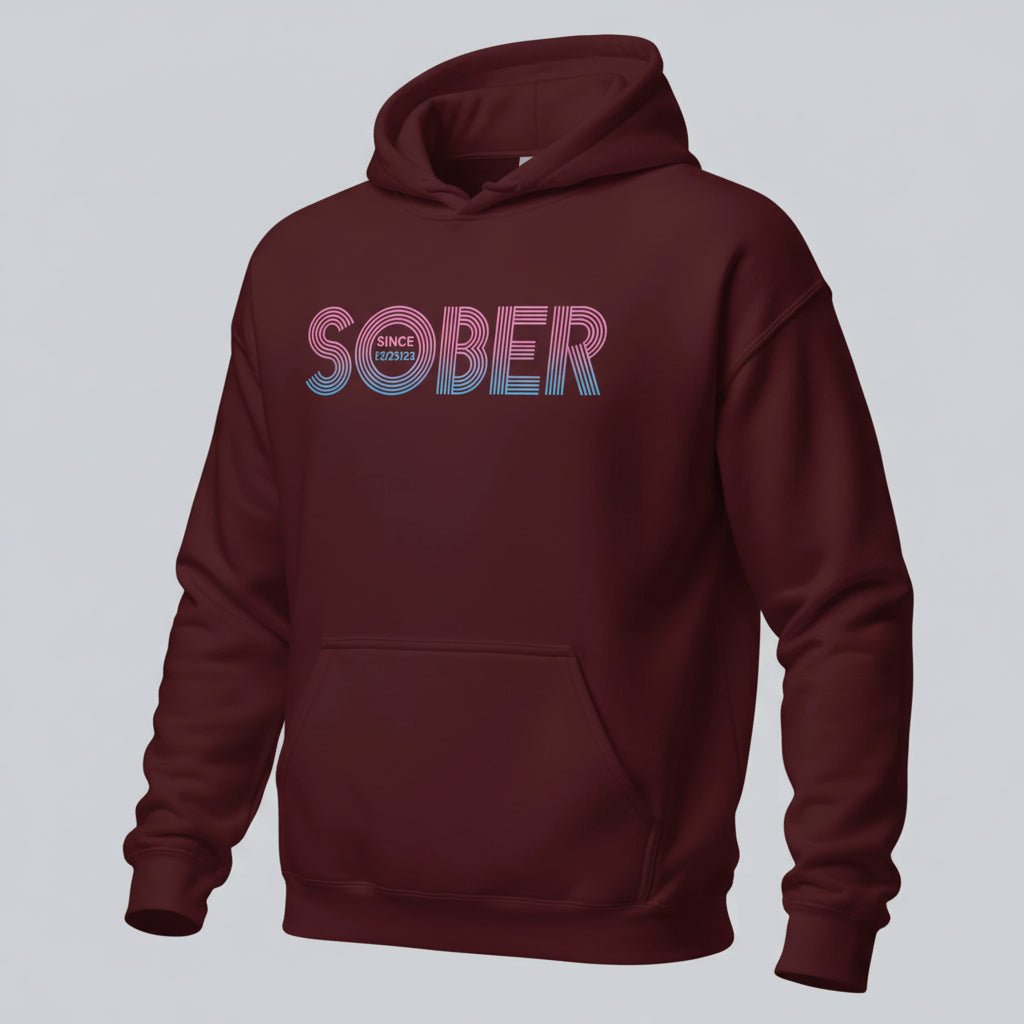 Recovery Hoodie | Retro Sobriety Date Hoodie with Personalized Date