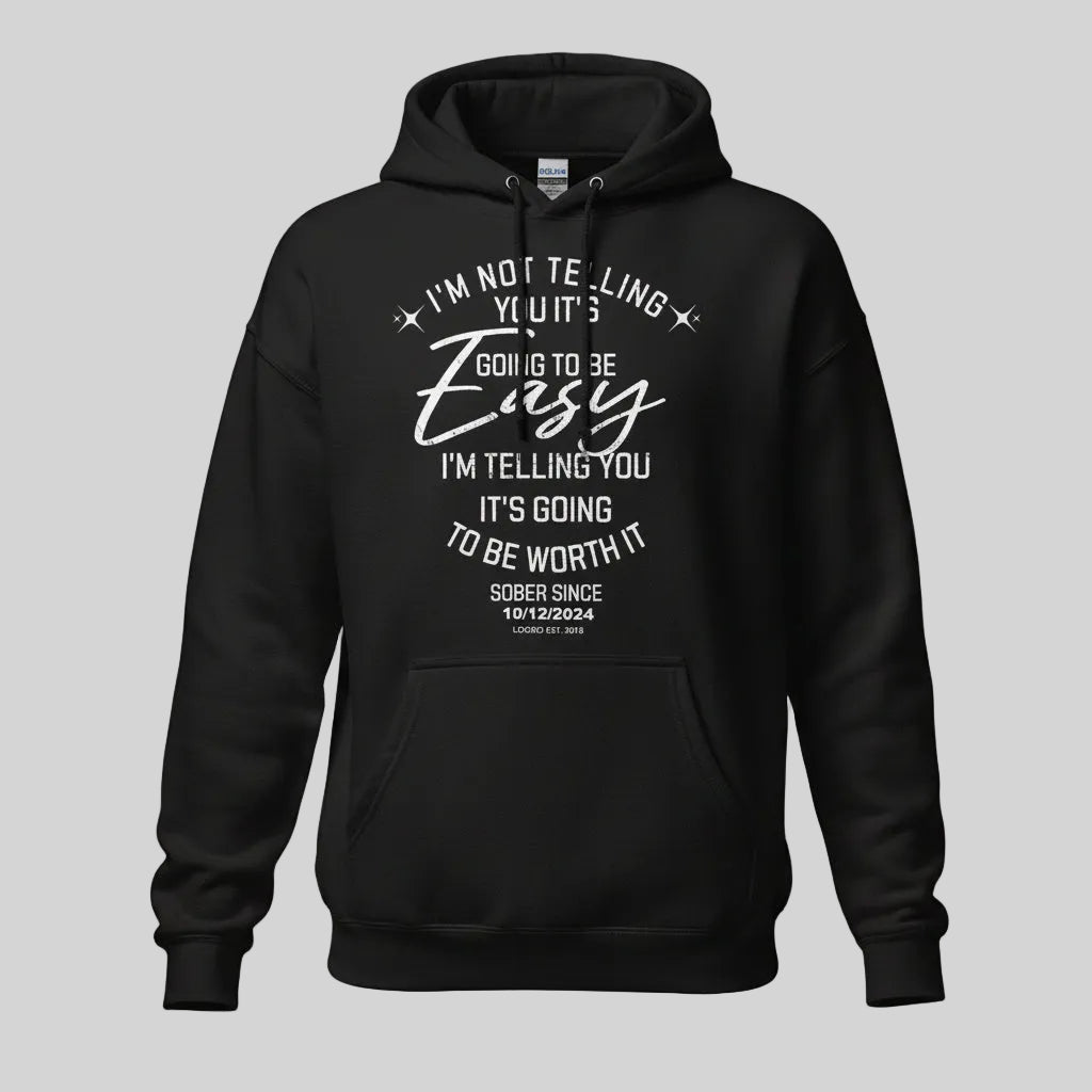 I'm Not Telling Custom Sobriety Date Recovery Hoodie graphic detail (view 4)
