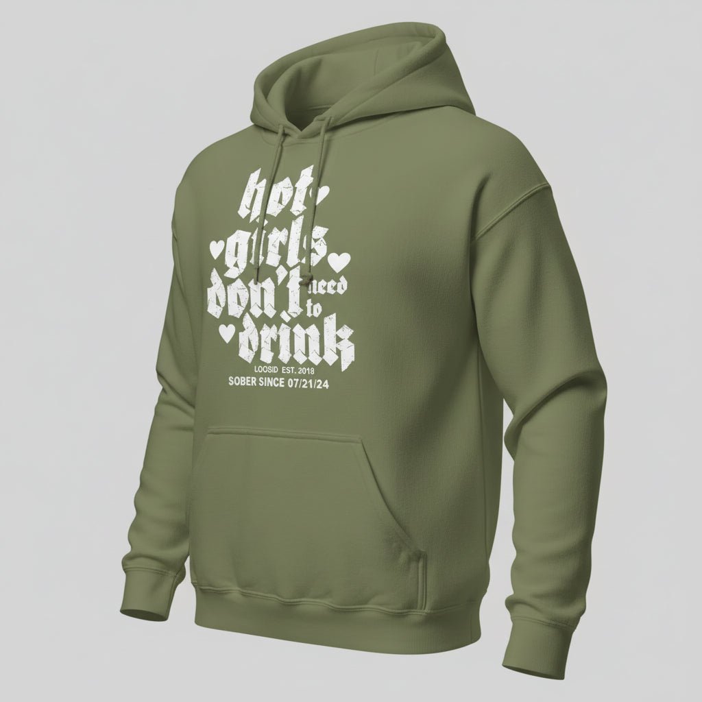 Hot Girls Don't Drink Recovery Hoodie fit detail (view 19)