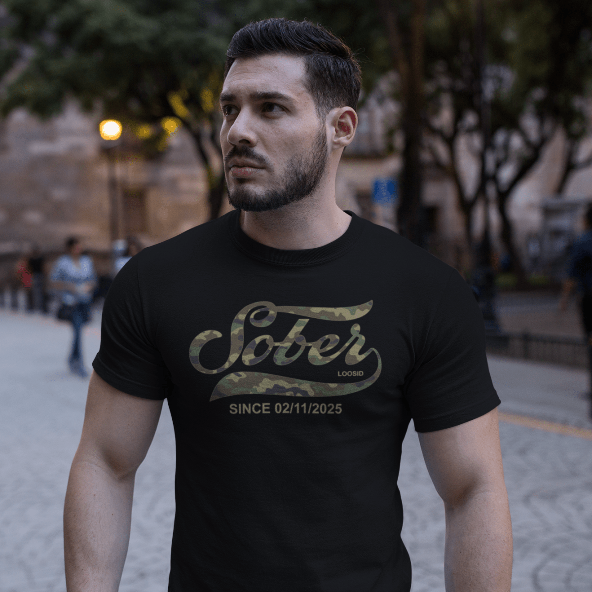 Sober T Shirt | Sober Since Camo Tee with Personalized Date