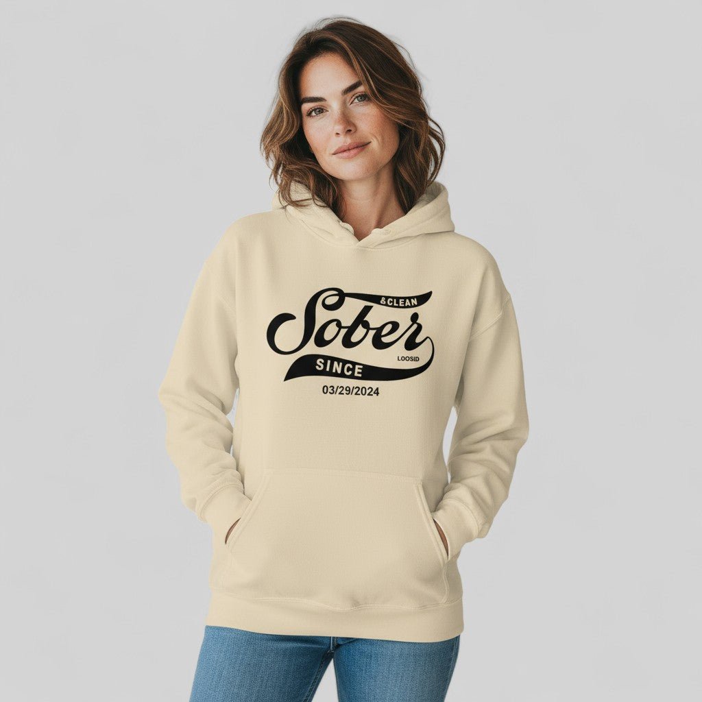 Recovery Hoodie | Women's Sober Since Hoodie with Custom Sober Date