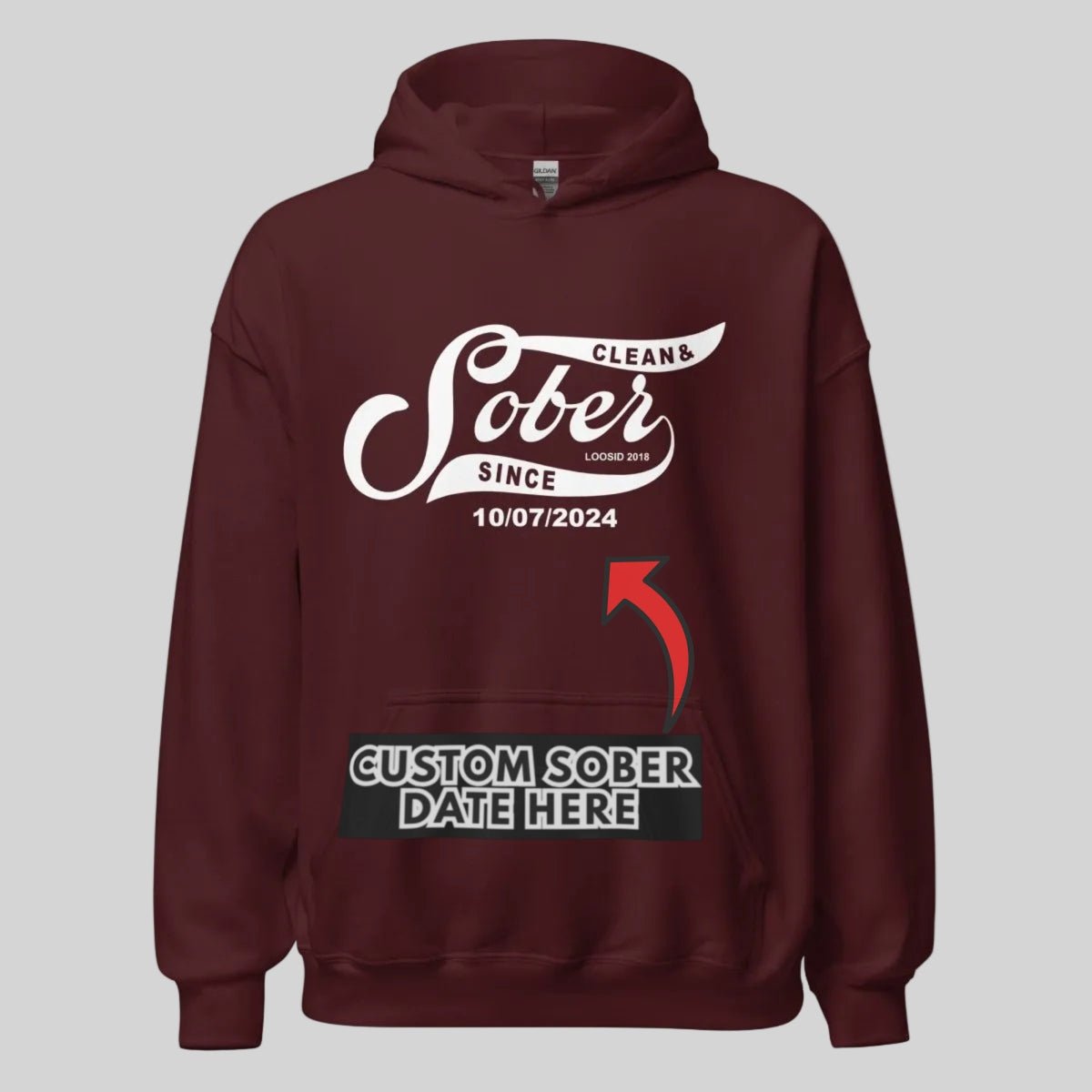 Sober Since Recovery Hoodie fit detail (view 19)