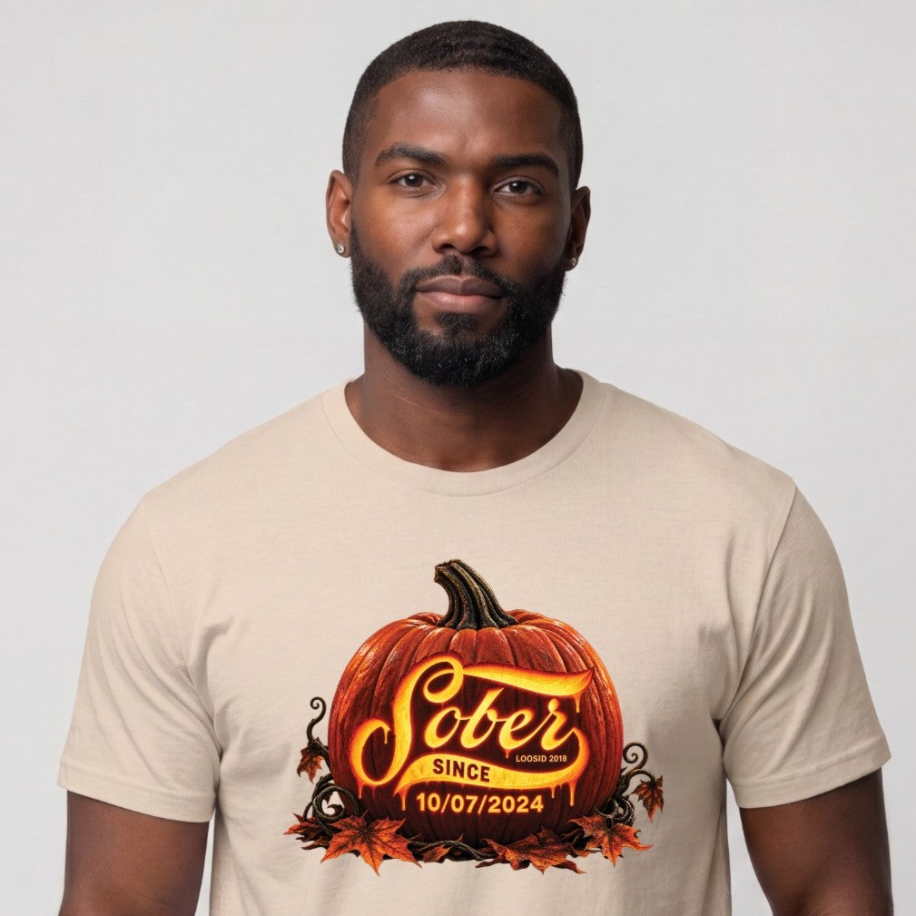 Sober T Shirt | Men's Sober Since Pumpkin