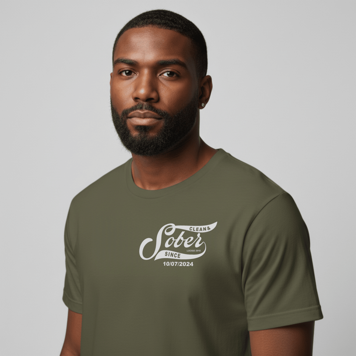 Men's Sober Since T-Shirt with Custom Sobriety Date