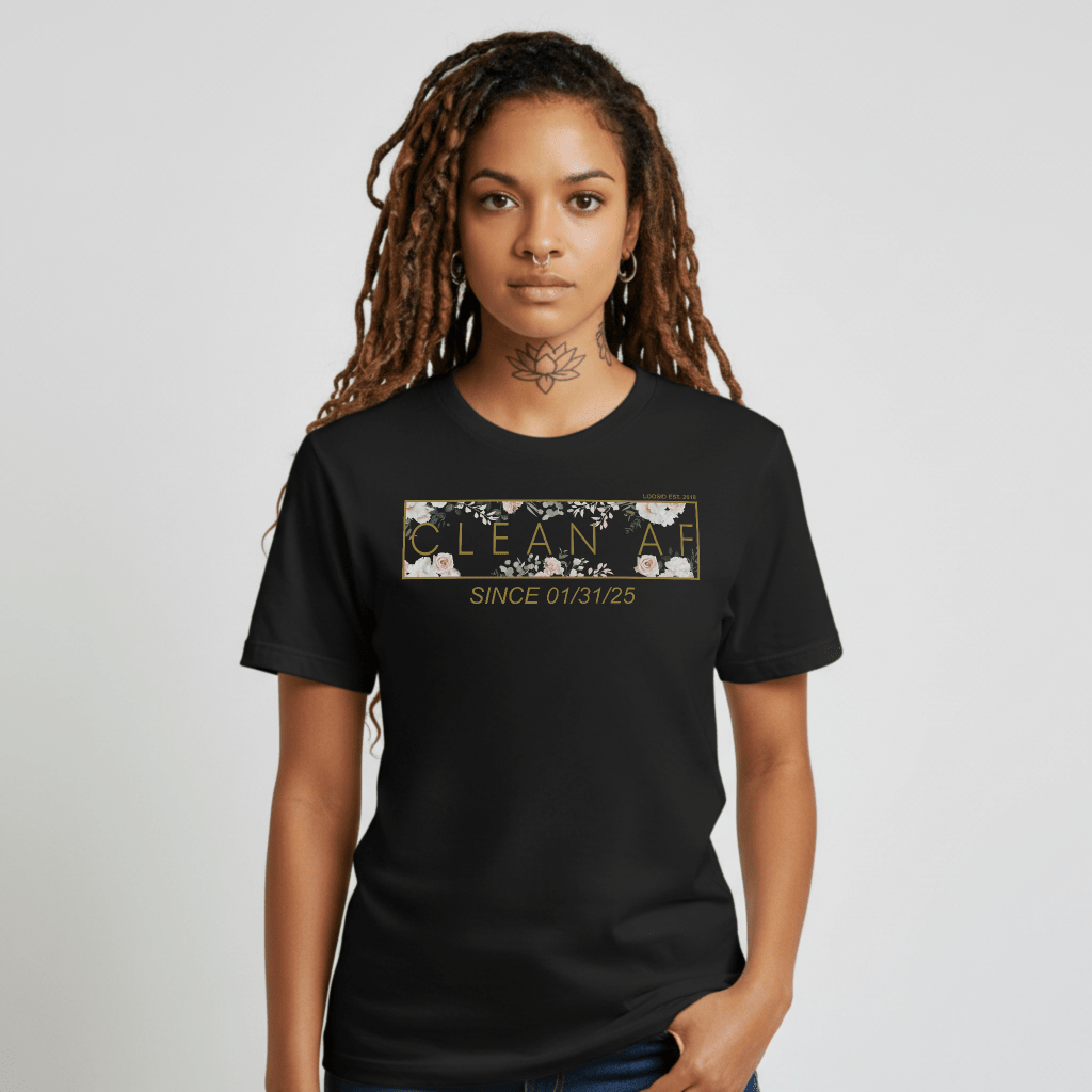 Clean AF Flower Sober T Shirt graphic detail (view 4)