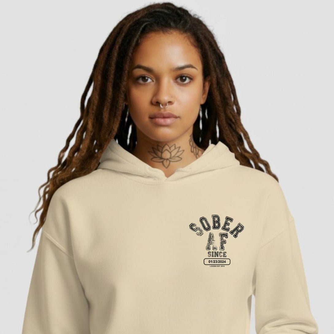 Recovery Hoodie | Sober AF Hoodie with Custom Sobriety Date