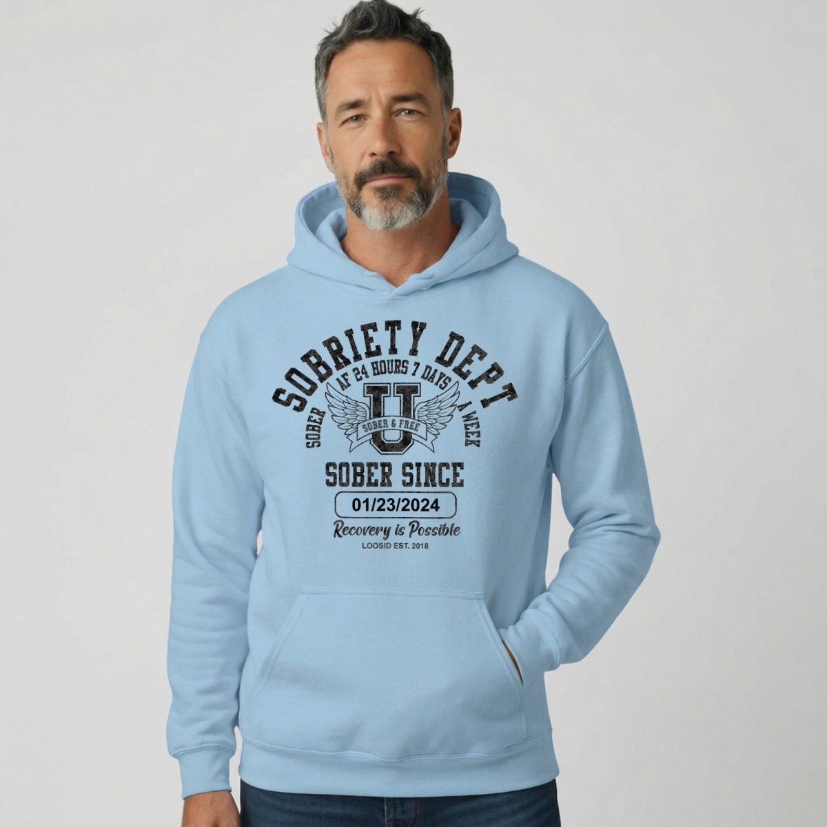 Recovery Hoodie | Sobriety Dept Hoodie with Custom Sobriety Date