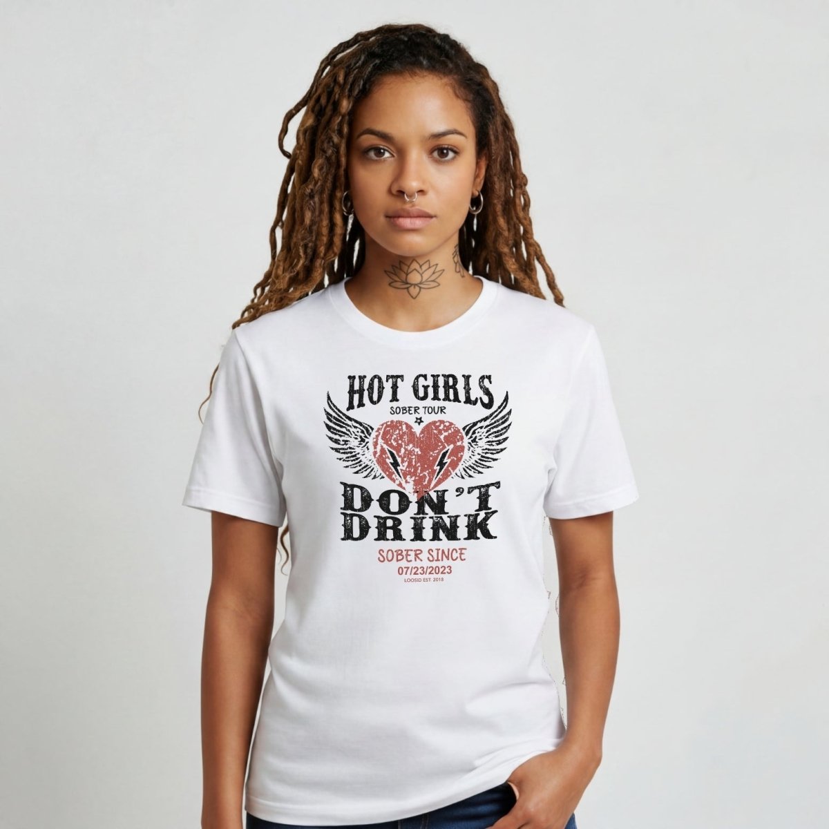 Hot Girls Sober T Shirt with Custom Sobriety Date