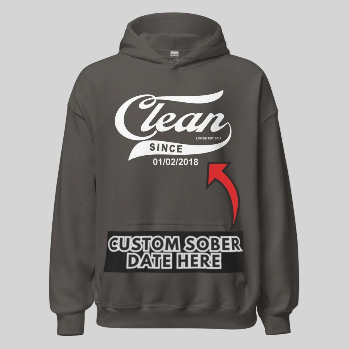 Recovery Hoodie | Men's Clean Since Hoodie with Custom Sobriety Date