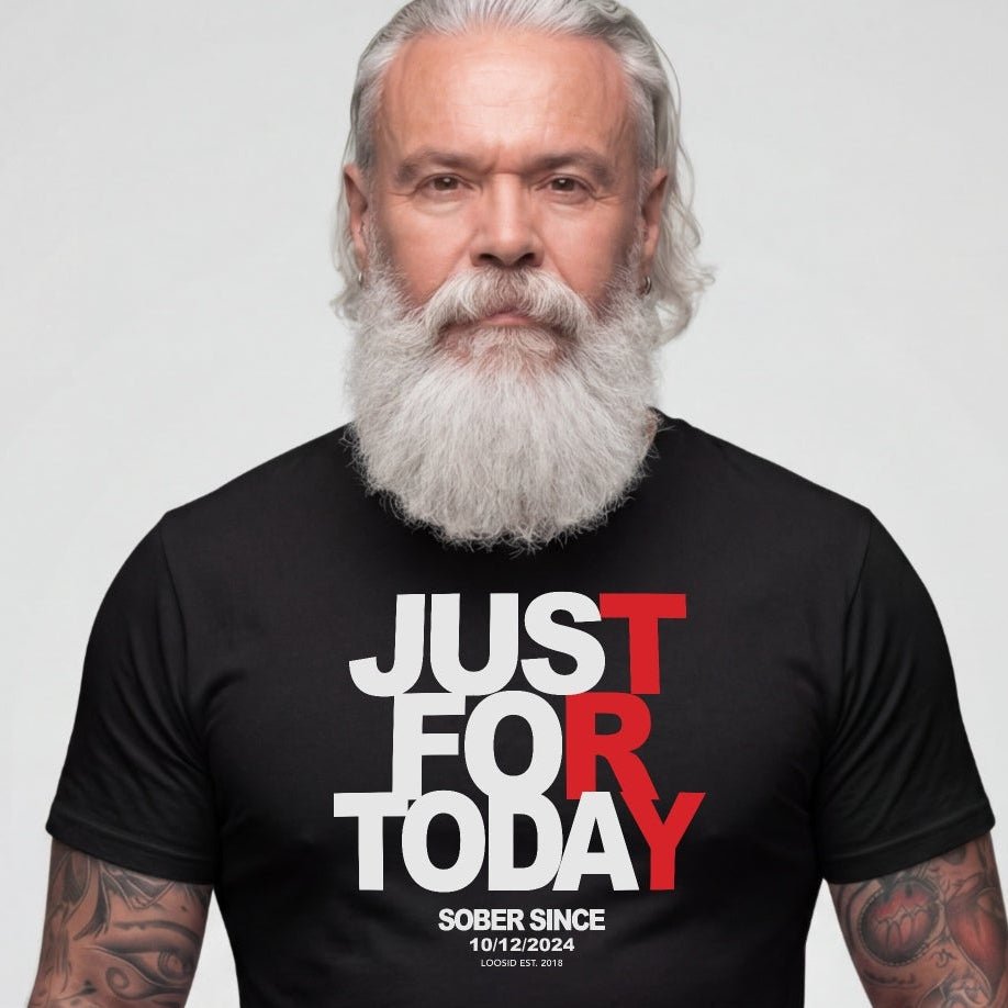 Men's Just Try For Today Sober T Shirt with Custom Sobriety Date