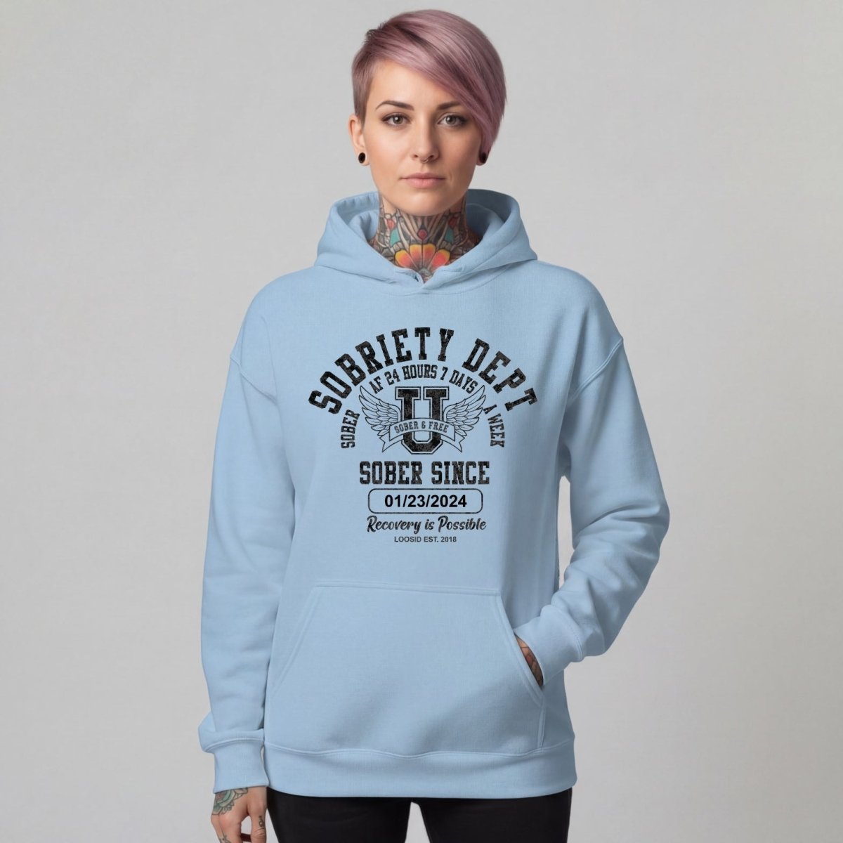 Recovery Hoodie | Sobriety Dept with Custom Sobriety Date