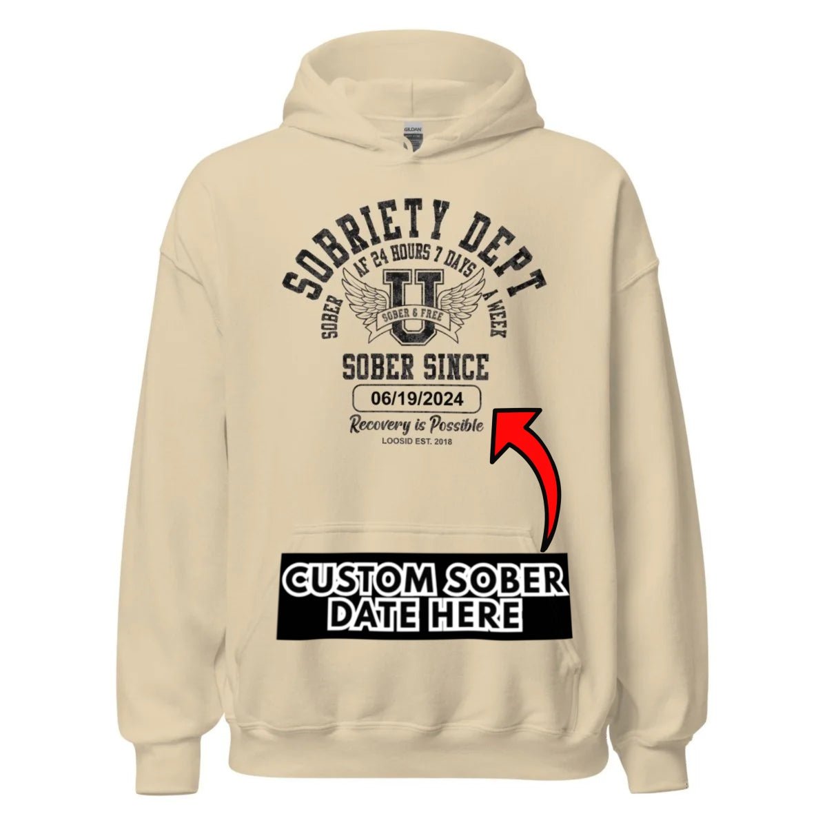 Recovery Hoodie | Sobriety Dept with Custom Sobriety Date