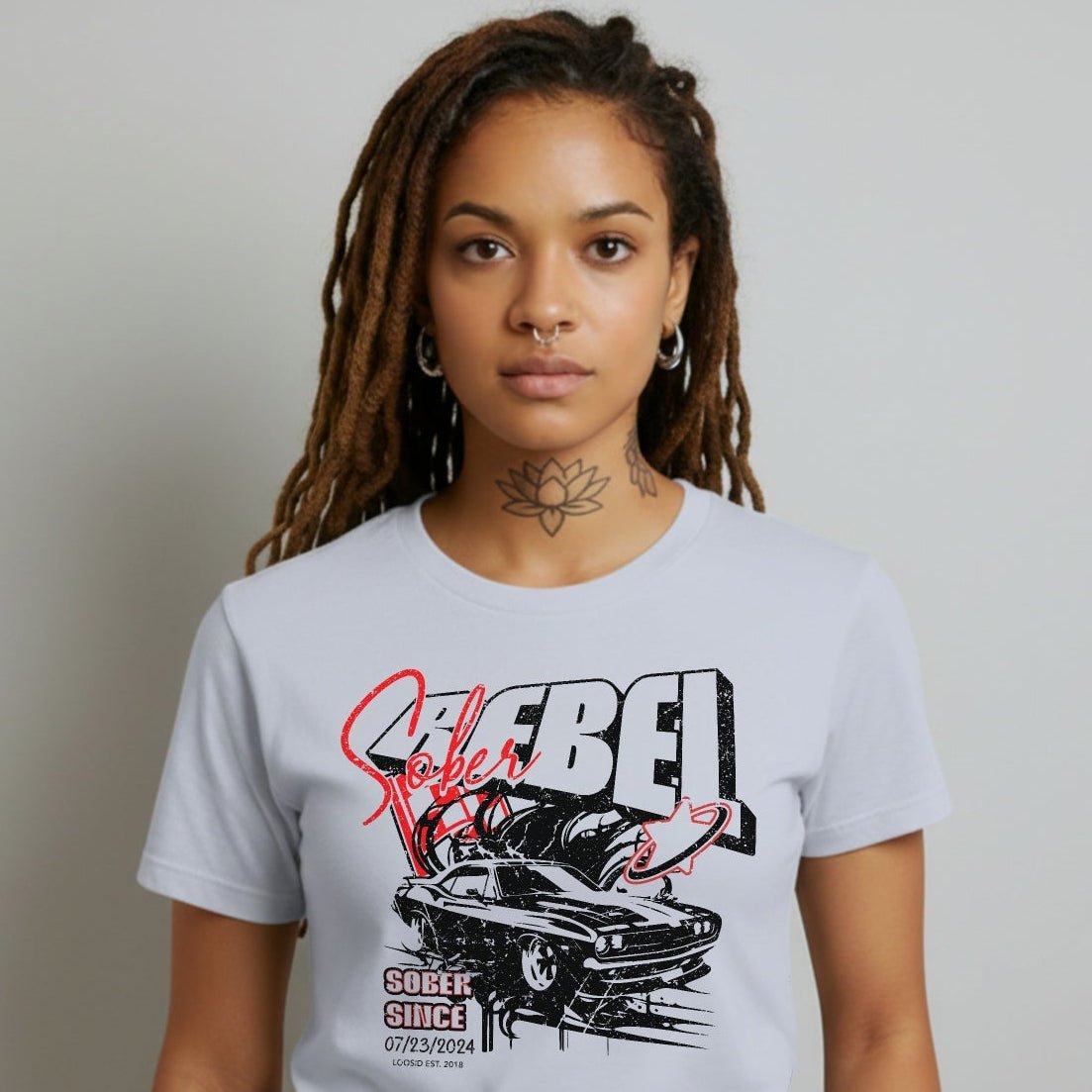 Sober Rebel Sober T Shirt flat lay styled image (view 13)