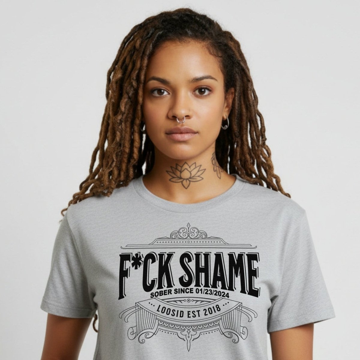 F*ck Shame Sober T Shirt back view (view 7)