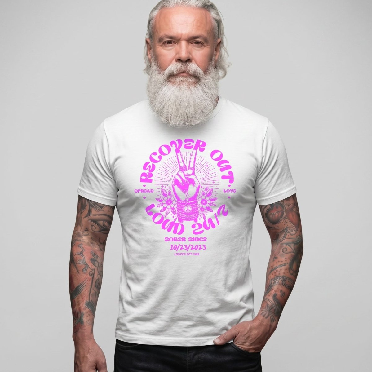 Recover Out Loud Sober T Shirt graphic detail (view 14)