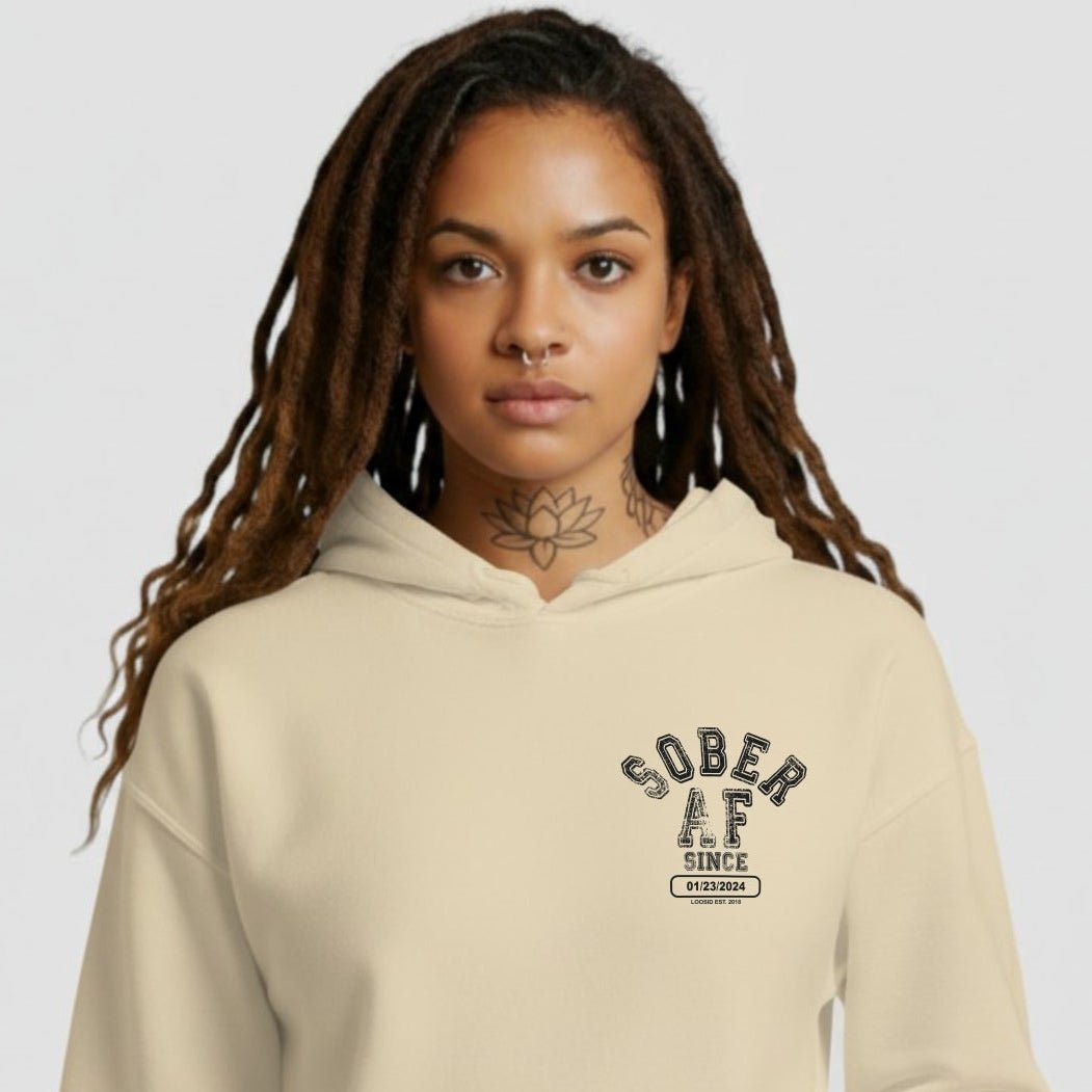 Recovery Hoodie | Sober AF Hoodie with Custom Sobriety Date