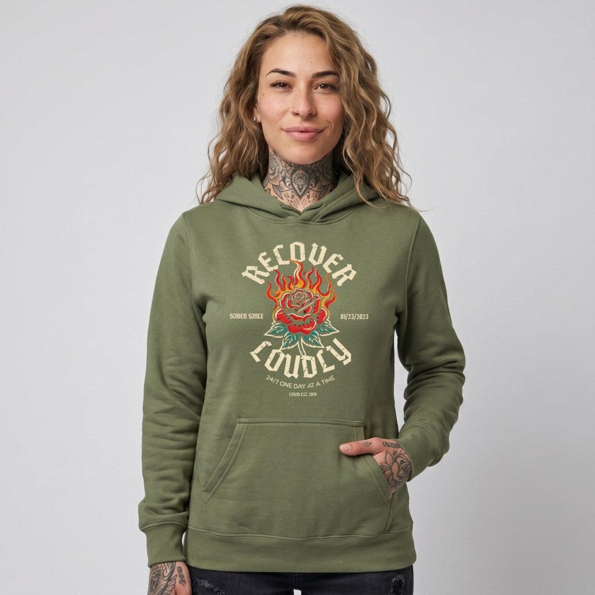 Recovery Hoodie | Recover Loudly Women’s Custom Sobriety Date