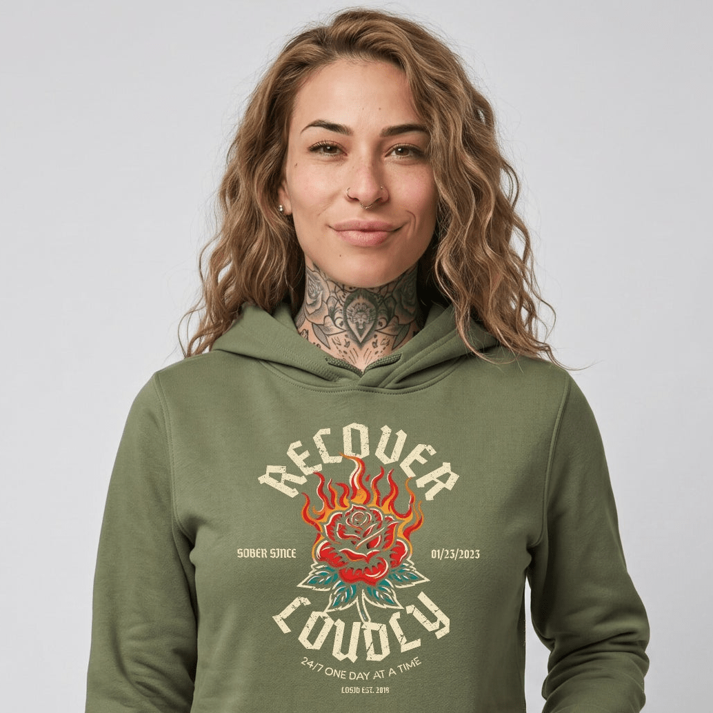 Recovery Hoodie | Recover Loudly Women’s Custom Sobriety Date