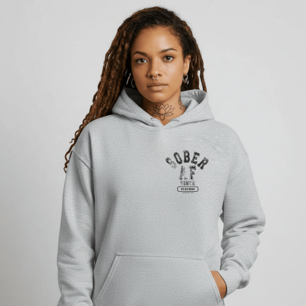 subtle sober clothing recovery hoodie