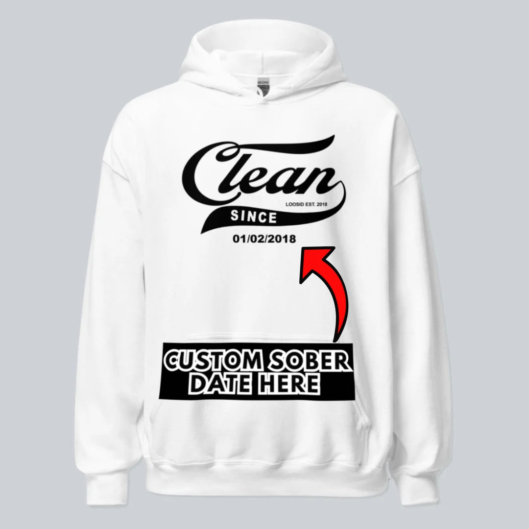 Recovery Hoodie | Men's Clean Since Hoodie with Custom Sobriety Date