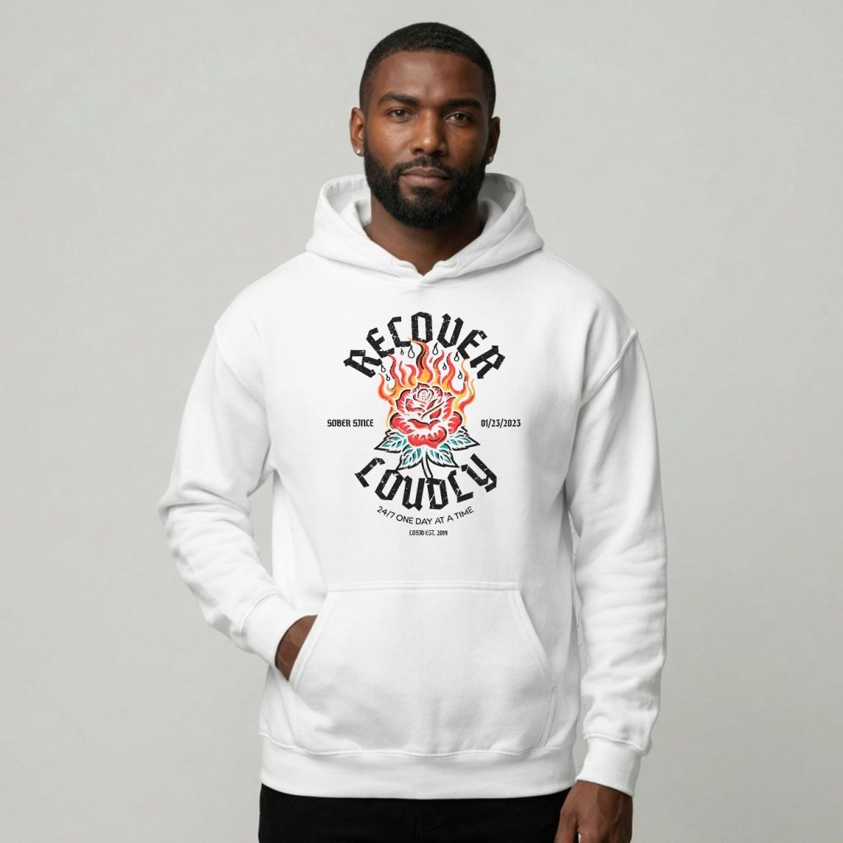 Recovery Hoodie | Recover Loudly Custom Sobriety Date Unisex Hoodie