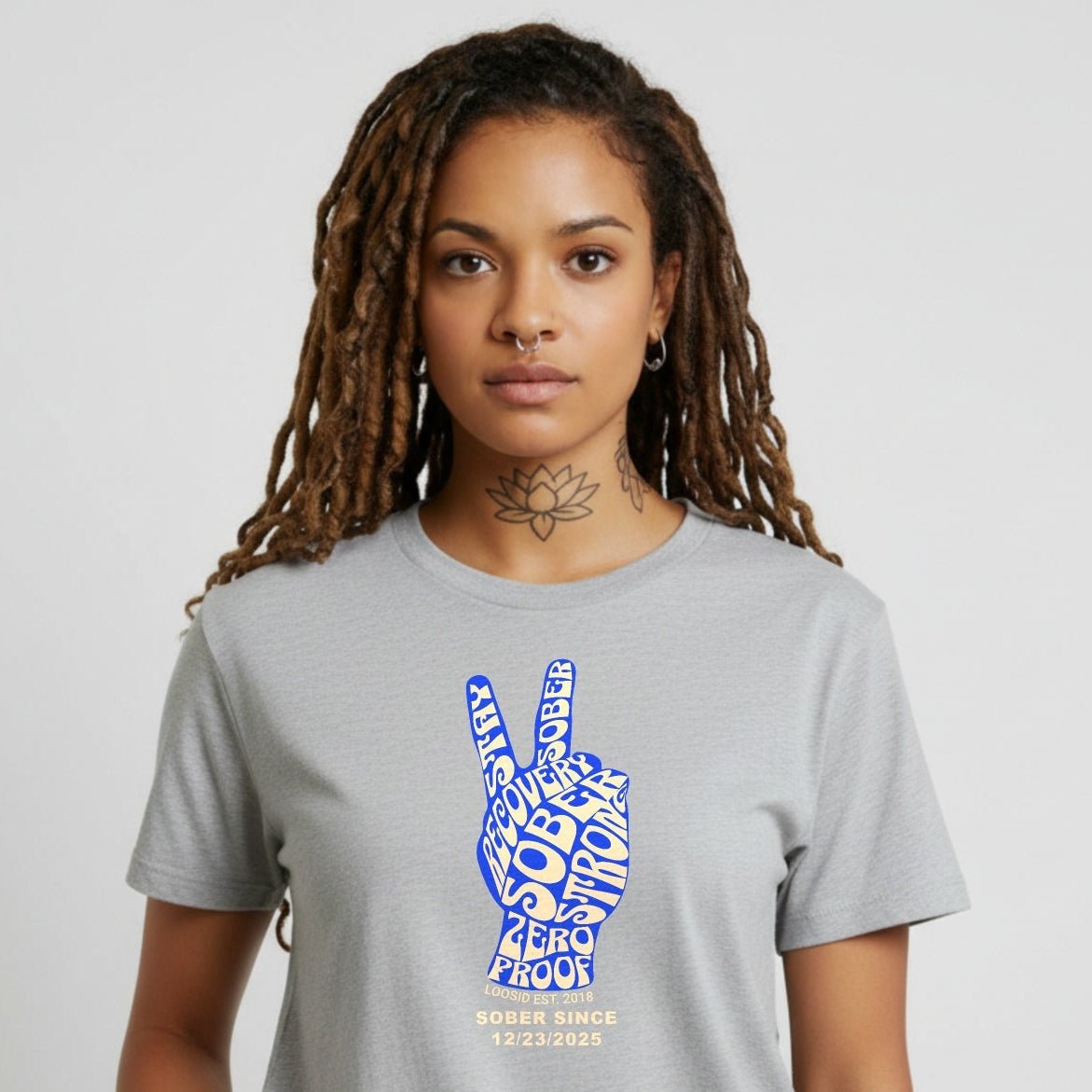 Peace & Sober Sober T Shirt flat lay styled image (view 13)