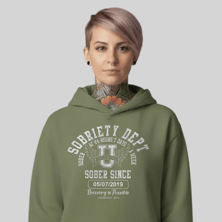 Recovery Hoodie | Sobriety Dept Unisex Hoodie with Custom Sobriety Date
