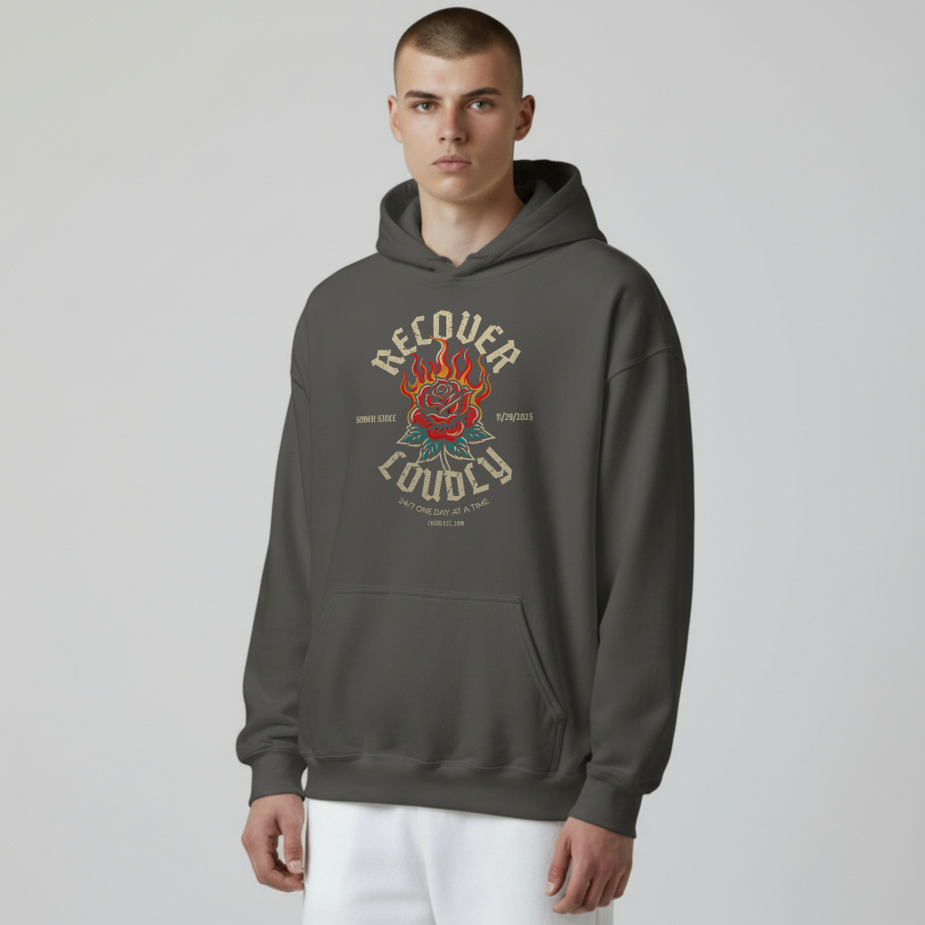 Recovery Hoodie | Recover Loudly Custom Sobriety Date Unisex Hoodie
