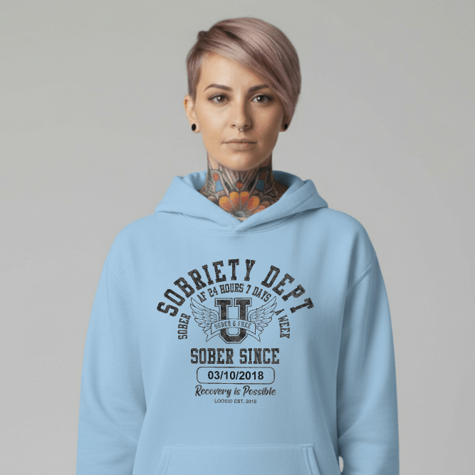 Recovery Hoodie | Sobriety Dept Unisex Hoodie with Custom Sobriety Date