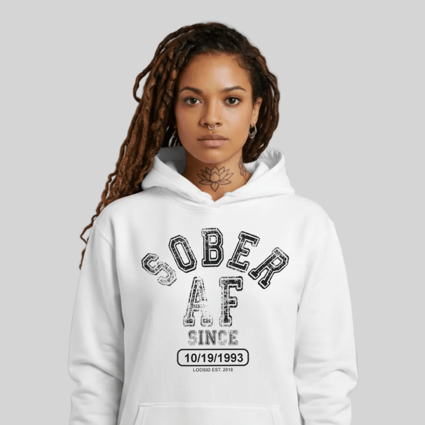 Recovery Hoodie | Sober AF Since Unisex Hoodie with Custom Sobriety Date