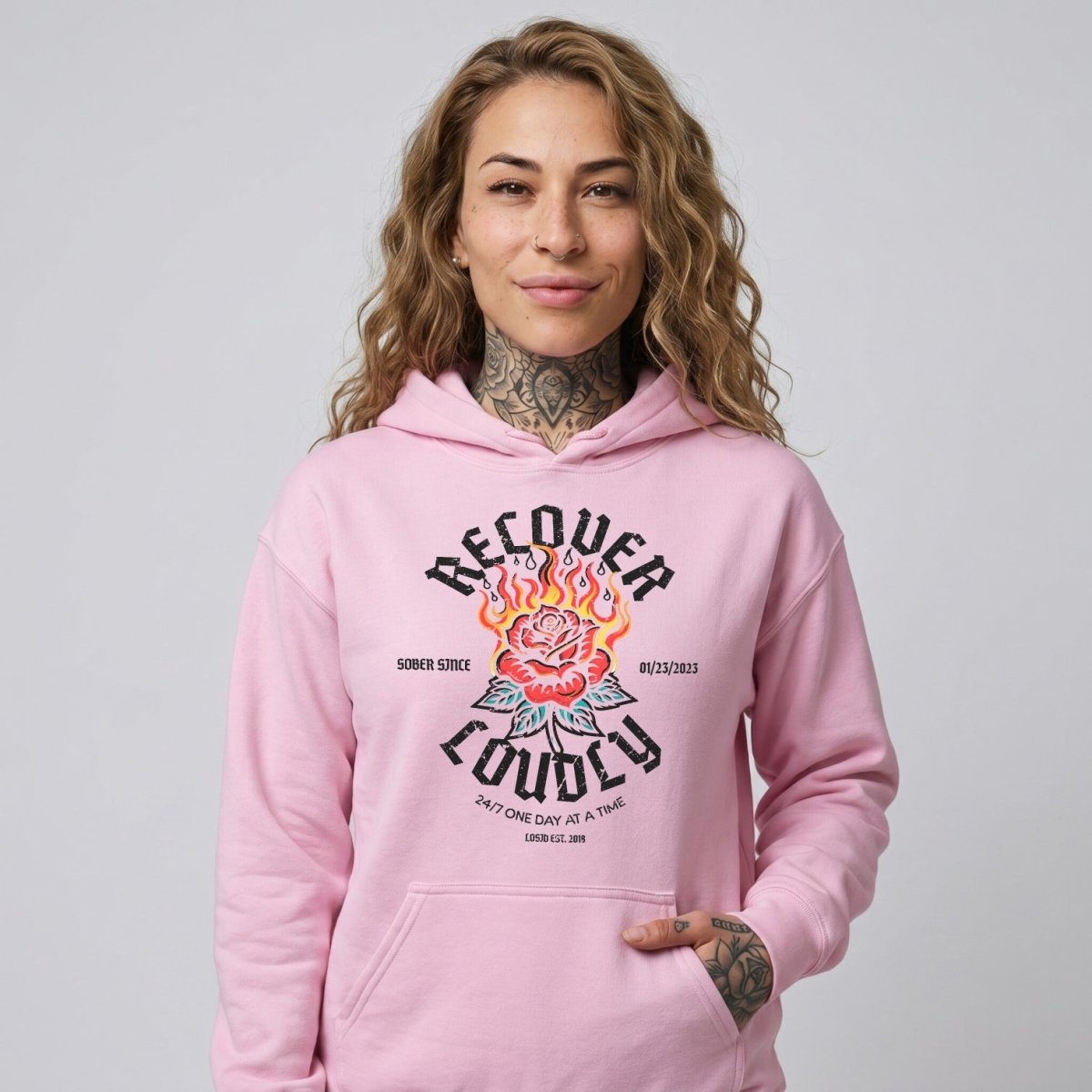 Recovery Hoodie | Recover Loudly Women’s Custom Sobriety Date