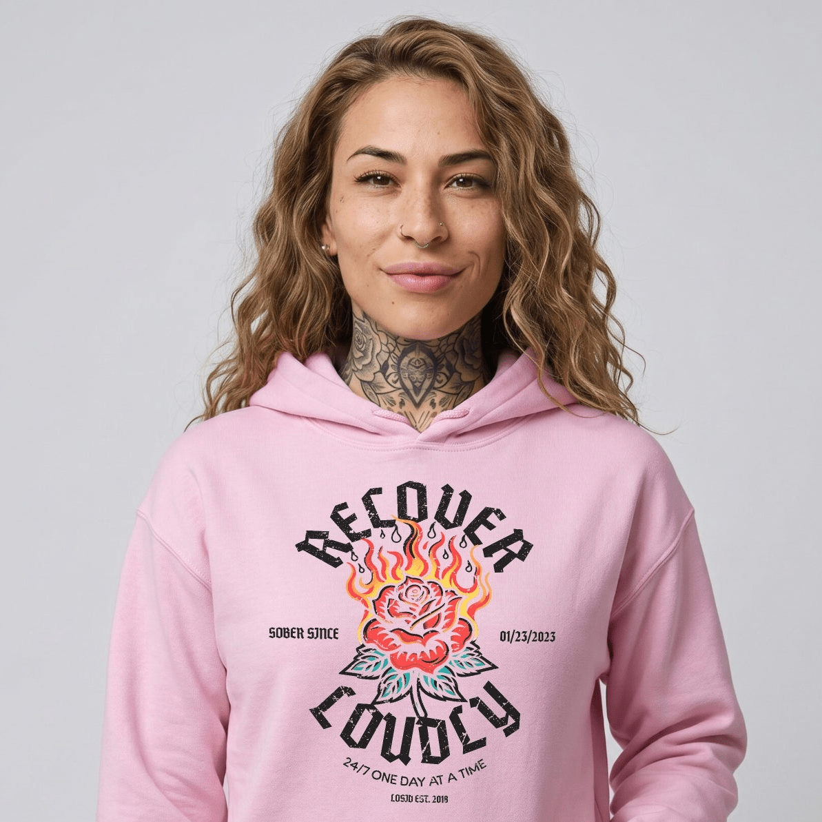Recovery Hoodie | Recover Loudly Women’s Custom Sobriety Date