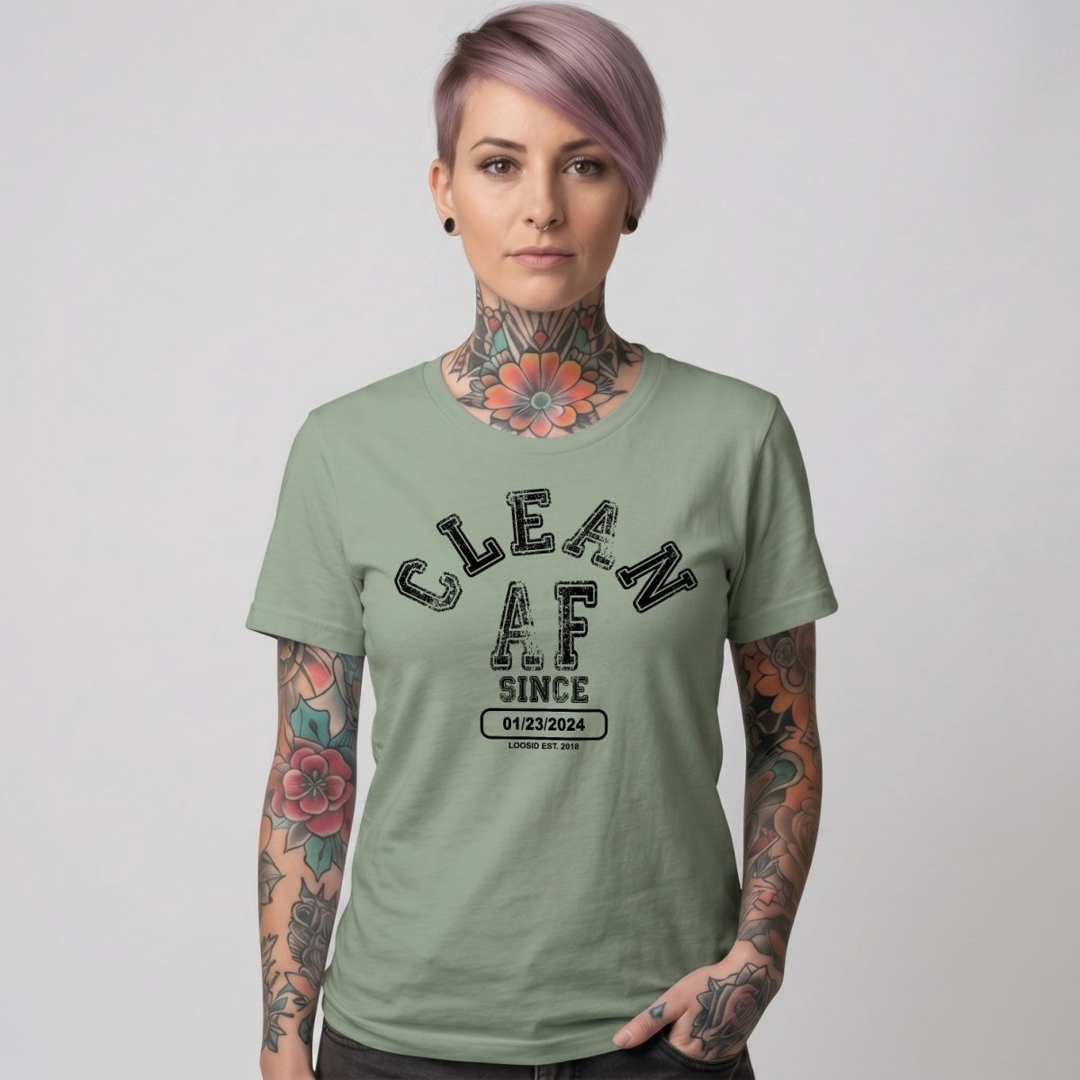 Clean AF Since Clean Sober T Shirt side view (view 16)