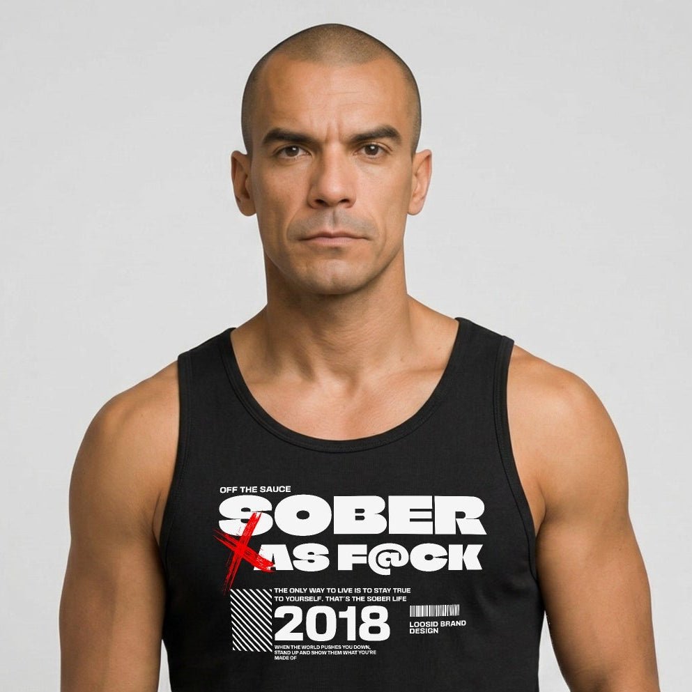 Sober as F*ck Sober Tank Top close-up view (view 2)