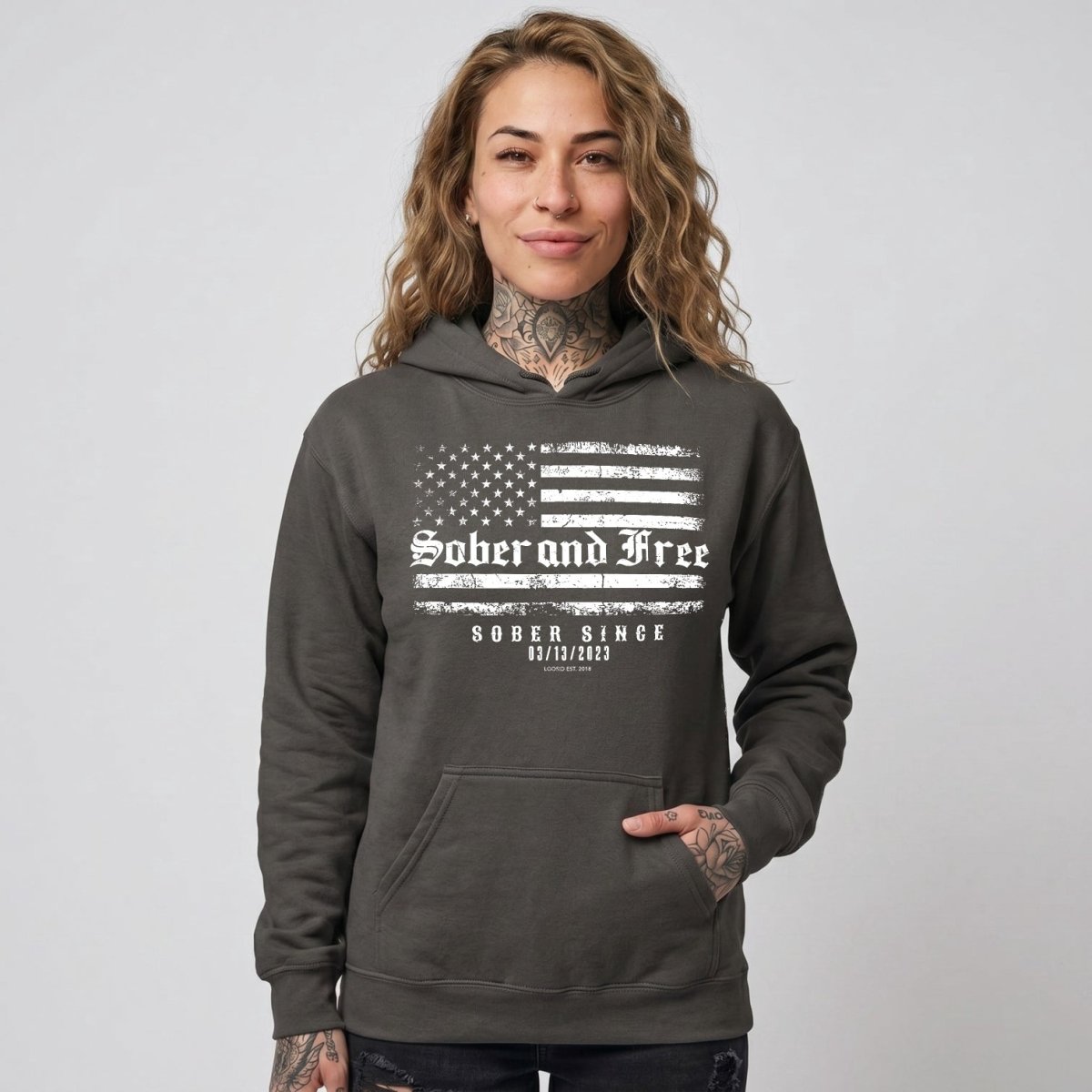 Recovery Hoodie | Sober and Free Custom Sobriety Date