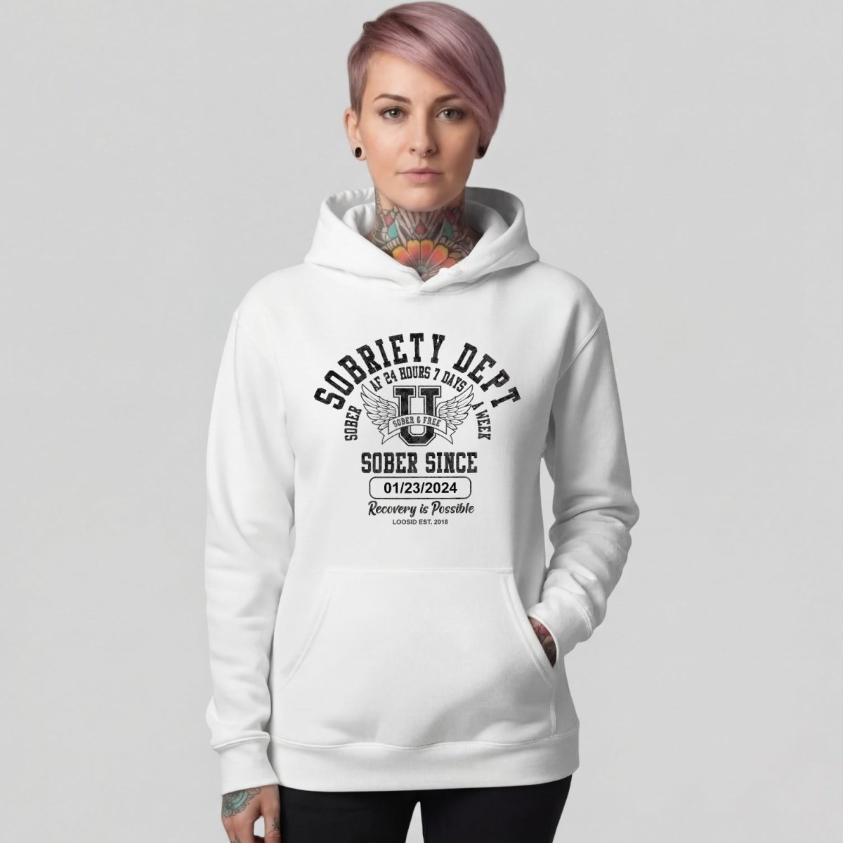 Recovery Hoodie | Sobriety Dept with Custom Sobriety Date