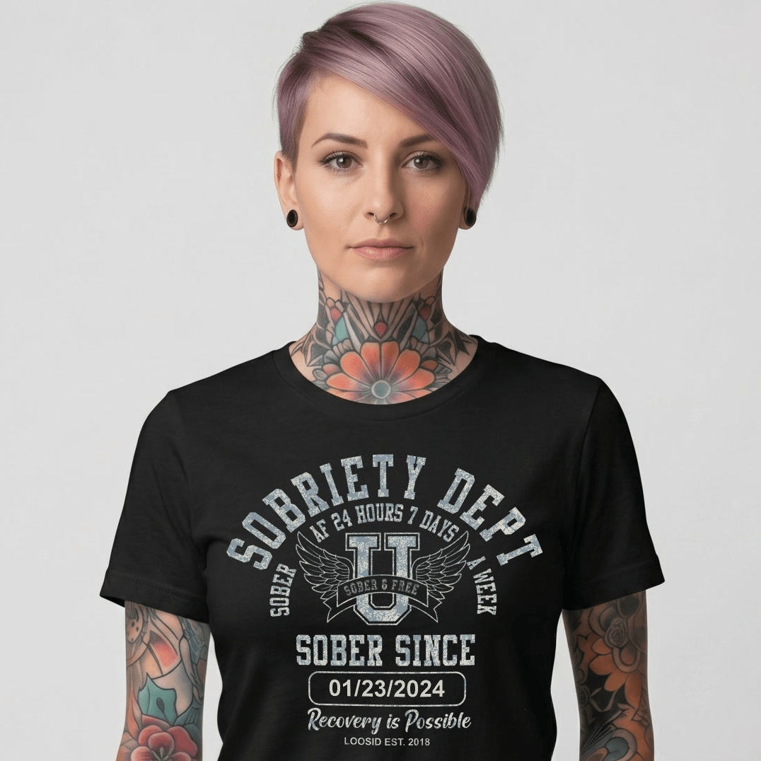 Sobriety Dept Sober T Shirt close-up view (view 2)